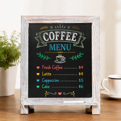 LotFancy 15"x12" Magnetic Chalk Board Sign, Small Tabletop Chalkboard White - color: Whitewash, size: 12"W x 15"H