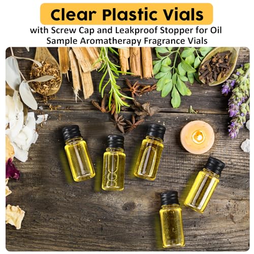 200 Pcs 10ml Mini Plastic Bottles Vials Tiny Jar with Aluminum Screw Lid Cap Clear Plastic Sample Container with Sealed Top Metal Lid for Cosmetic Essential Oil Specimen DIY Craft (Black) - color: Black