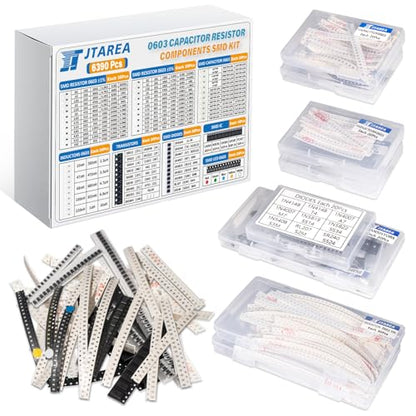 6390pcs 0603 SMD Electronic Component Kit 1% 5% Resistor Capacitor Diode Transistor IC Inductor LED Diodes SMT Electrical Components Assortment