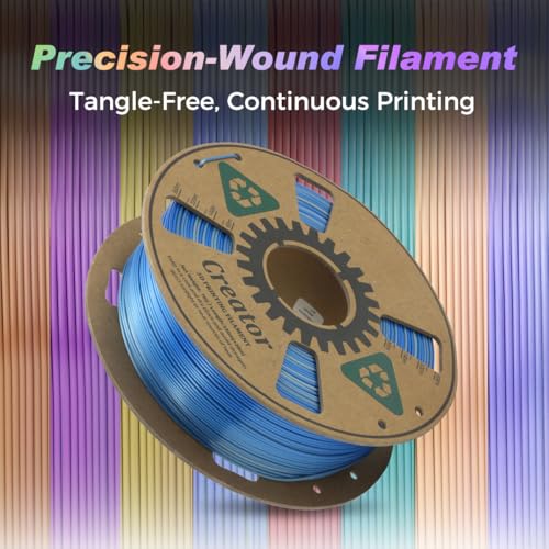 Creator Silk PLA Dual Color Filament 1.75mm +/- 0.02mm, Silver Blue Silk PLA 3D Printer Filament, Shiny and Glossy, Silk Texture, Color Changing 3D Printing Filament 1kg Spool - color: Silk Silver Blue