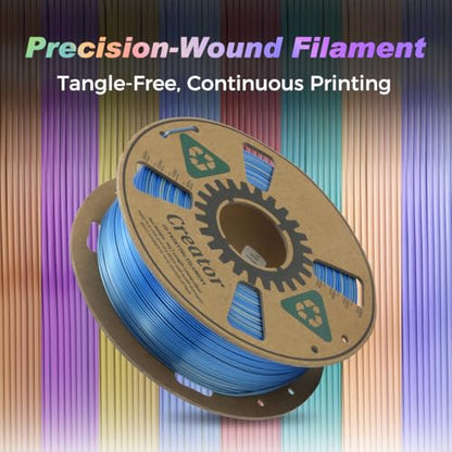 Creator Silk PLA Dual Color Filament 1.75mm +/- 0.02mm, Silver Blue Silk PLA 3D Printer Filament, Shiny and Glossy, Silk Texture, Color Changing 3D Printing Filament 1kg Spool - color: Silk Silver Blue