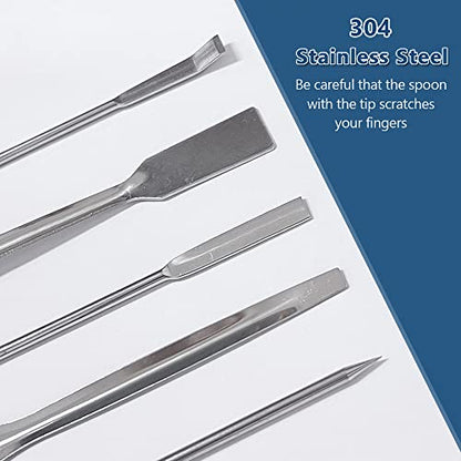 13PCS Lab Spatula Micro Scoop Set - Stainless Steel Laboratory Mixing Reagent Sampling Spoon for Measuring, Applying Glue & Powder, Painting, Crafting