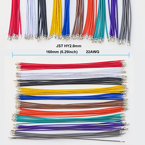 JST Connector Kit 2.0mm Pitch JST-HY 2.0 Female Connector with Premium 22AWG Pre-Crimped Cables,HY 2.0mm with Lock Connector 2/3/4/5/6 Pin Female Housing (HY-MM-Kit) - size: JST-2.0MM-HY
