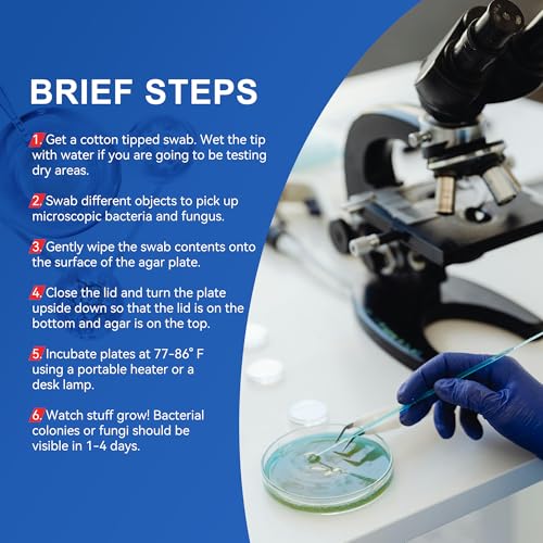 Nutrient Agar Petri Dishes Plates & Cotton Swabs Science Kit 10 PCS