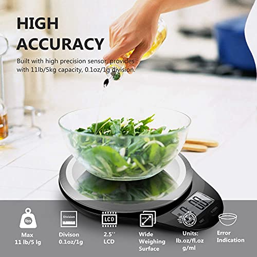 NUTRI FIT Food Scale Digital Kitchen Scale Weight Grams and Ounces Black - color: State Black
