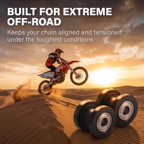 2 PCS Chain Tensioner Roller Pulley Guide, Heavy Duty Waterproof Metal & Rubber Chain Idler Wheel, Compatible with 125cc 140cc Dirt Bike, Mini Bike, ATV, Go Kart, Pit Bike Parts (Black)