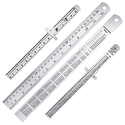 Toodoo 4 Pcs Metal Ruler Set, 6 and 12 Inch Precision Measuring Rulers
