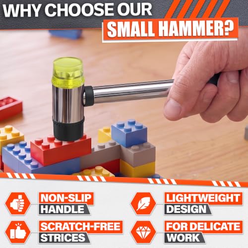 Small Rubber Mallet Hammer 1", 25 mm Double-Sided Head, Non-Slip Grip - color: Black