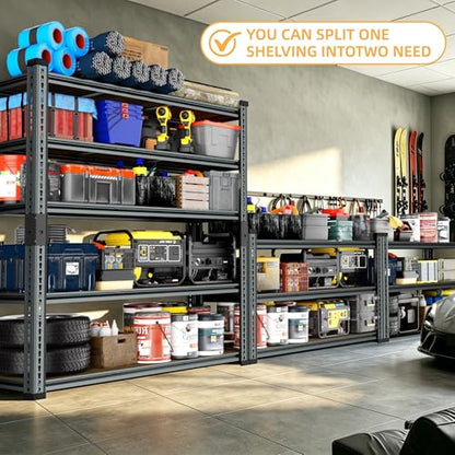 Garage Storage Shelves 36" W x 16" D x 72" H, 2500 LBS Heavy Duty Shelving Unit 5-Tier Adjustable, Extra Wide Boltless Metal Storage Rack for Garage Warehouse Basement - size: 36''W x 16''D x 72''H