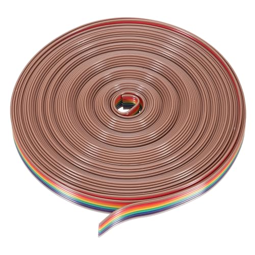 MECCANIXITY 1 Pcs 8 Pin Flat Rainbow Ribbon Cable 30 Ft 1.27mm Pitch Breadboard Jumper Wires for Electronic Projects - size: 30 Ft, style: 8P