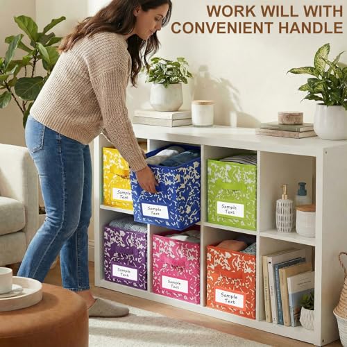 LemonRoad 6 Fabric Cube Storage Bin 11'' Classroom Bin, Rainbow, Label - color: Rainbow, style: Label