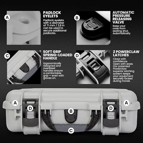 NANUK 910 Waterproof Hard Case with Foam – 14.3” x 11.1” x 4.7”, Protective Case for Camera, Electronics & Gear – Impact-Resistant, Dustproof, Airline Carry-On Approved – Made in Canada, Silver - color: Silver, style: Cubed Foam
