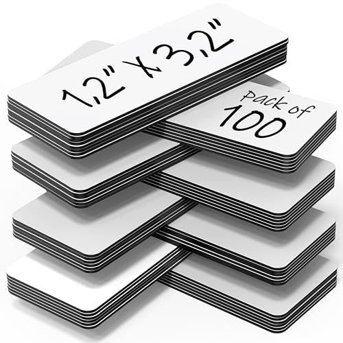 100 Pack Dry Erase Magnetic Labels 3.2x1.2 in - Magnetic Name Tags for Classroom Lockers School Bus - Classroom Magnets for Names Magnet Labels for Whiteboard Magnet Name Plates for Classrooms Blanked - color: 100 White, size: 3.2"x1.2"