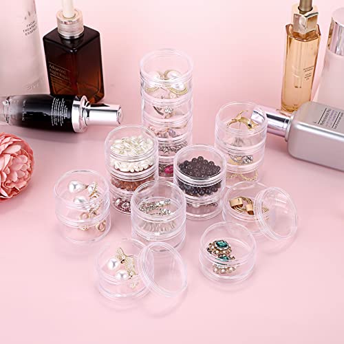 Hipiwe 4 Set 5-Layer Jewelry Bead Containers Small Clear Plastic Sample Jar - size: 4Packs 1.9"D x 4.8"H
