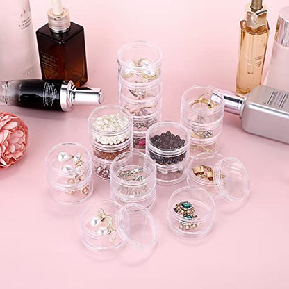 Hipiwe 4 Set 5-Layer Jewelry Bead Containers Small Clear Plastic Sample Jar - size: 4Packs 1.9"D x 4.8"H