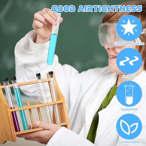 100 Pake 8 ml Clear Test Tubes with Caps 12x100mm Plastic Vials Test Tubes for Scientific Experiments Halloween Christmas Scientific Themed Birthday Party Supplies Candy Storage (Black) - color: Black