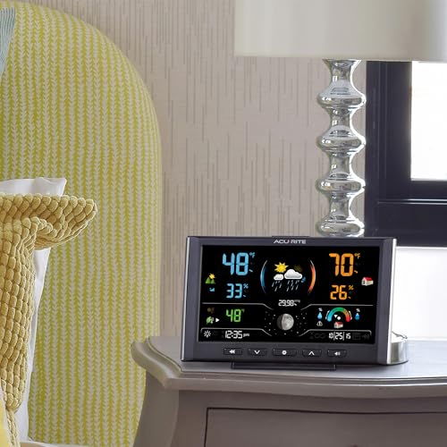 AcuRite Wireless Home Weather Station with Color Display, Indoor Outdoor Thermometer and Weather Forecast, Black - color: Black