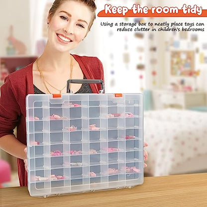 Large 48 Grids Clear Plastic Organizer Box with Adjustable Dividers - color: Clear -- 1PCS
