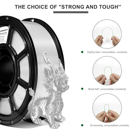 Silk PLA Filament 1.75mm,3D Printer Filament with a Metallic Glossy Finish, Dimensional Accuracy +/- 0.02 mm, 1kg Spool(2.2lbs) Fits for Most FDM 3D (A-Silk Silver Pla) - color: A-silk Silver Pla