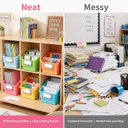 6 Pack Picture Book Bins with Dividers for Classroom, Pastel - color: Pastel