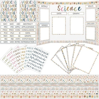 Dispowreath 96 Pcs Science Fair Board Supplies,Boho Style - style: Bohemian
