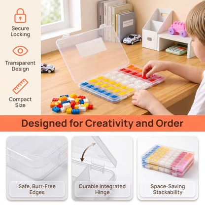 42 Grids Clear Plastic Storage Box, Removable Divider Small Parts Organizer, Portable Compartment Container for Adult Craft Hardware Bead Daily Classification, 1Pcs