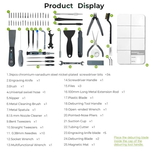 Creality 3D Printer Tools Kit, 74 Pcs in 1 3D Printing Tool Wrap Kit Assembly/Removal/Finishing/Filament Cutting Set with Nozzle Cleaning Kit 3D Printer Accessories for All FDM 3D Printers