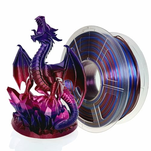 PLA 3D Printer Filament 1.75mm, PLA Filament 1.75mm Red Blue Purple,Galaxy red,Silk Blue, Silk Purple,Net Weight 1kg - color: Pla_n3_red Blue Purple