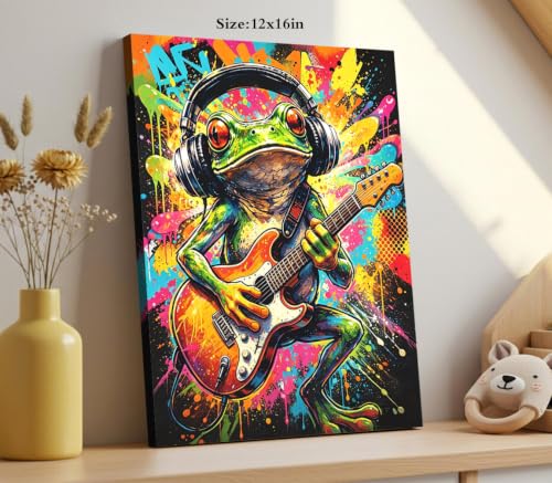 Graffiti Animals Playing Music Canvas Wall Art Funny Frog Pictures Wall Art - color: Graffiti Canvas Prints Funny Frog Wall Art