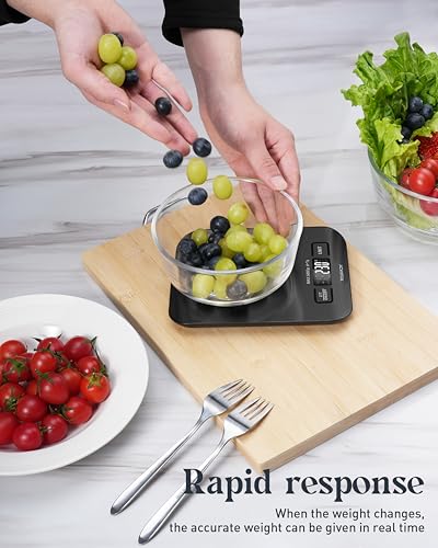 Food Scale, Digital Kitchen Scale with Grams & Ounces Units, 11lb - color: Stainless Steel-Black