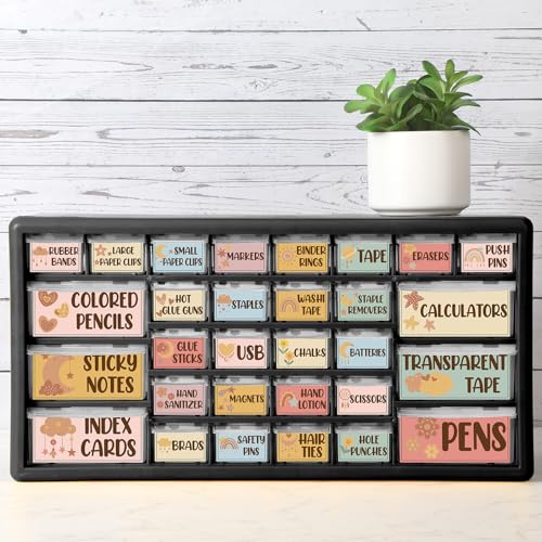 Frienda 84 Pcs 4 Sheet Classroom Toolbox Labels for Teacher,Retro Boho - style: Retro Boho