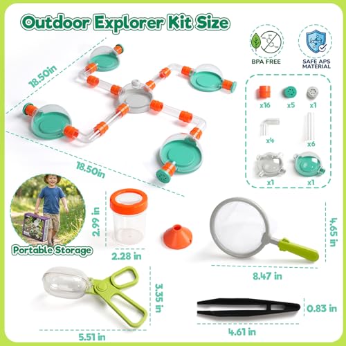 Bug Catcher Kit for Kids, Insect Catching Set with Bug Habitat, Magnifier