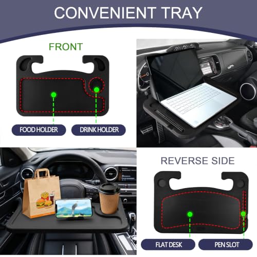 Car Steering Wheel Desk, 2-in-1 Car Food Tray