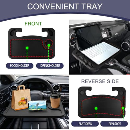 Car Steering Wheel Desk, 2-in-1 Car Food Tray