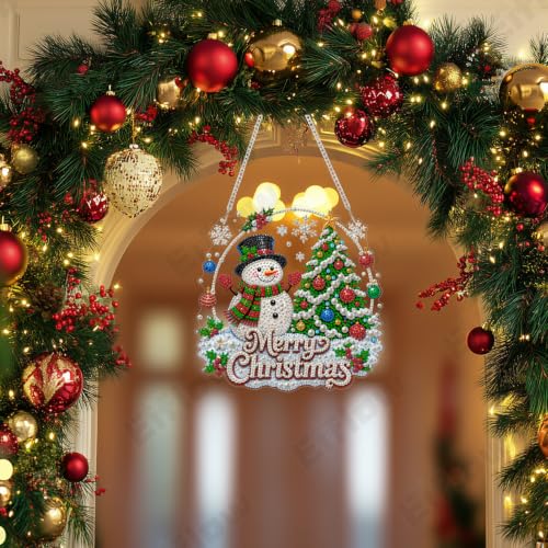 Eiflow Hanging Christmas Pearl Art Kit for Adults Snowman - color: Merry Christmas