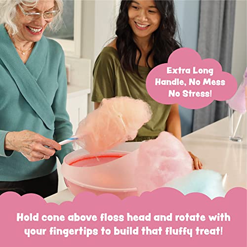 Cotton Candy Express CC1000-S Cotton Candy Machine, with 3 - 11oz. Jars of Cherry, Grape, Blue Raspberry, Orange, Pink Vanilla Floss Sugar & 50 Paper Cones Easy to Use and Clean - color: Pink Machine with 3 Flavors