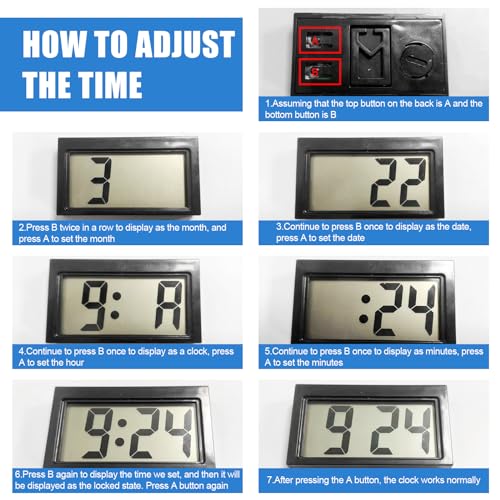 Shudyear Small Digital Clock， with Jumbo LCD Time & Day Display，Mini Automotive Small Digital Clock Battery Operated for Desktop Nightstand Pocket Car Truck Dashboard & Air Vent (1, Purple) - color: Purple