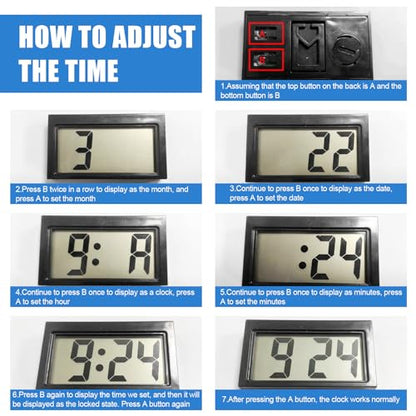 Shudyear Small Digital Clock， with Jumbo LCD Time & Day Display，Mini Automotive Small Digital Clock Battery Operated for Desktop Nightstand Pocket Car Truck Dashboard & Air Vent (1, Purple) - color: Purple