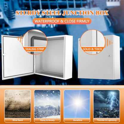 Outdoor Electrical Box 24 x 24 x 8'' Nema 4X Enclosure Waterproof Junction Box Electrical Enclosure Lockable Weatherproof Enclosure Box - size: 24 x 24 x 8''