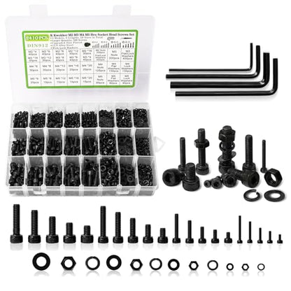 M2 M3 M4 M5 Hex Socket Bolt & Nut Assortment Kit, 2410Pcs - size: K. M2 M3 M4 M5