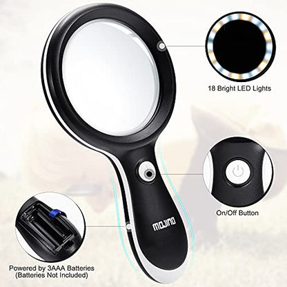 10X Lighted Large Handheld Reading Magnifier Glasses