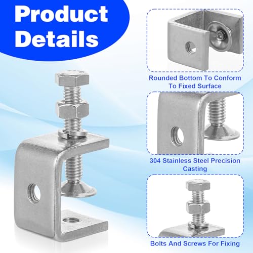 12 Pcs 304 Stainless Steel C Clamp, Heavy Duty C Clamp, Mini Tiger Clamps Set for Mounting, Small Desk G-Clamps with 1.2 Inch Stable Wide Jaw Opening for Metal Working Woodworking Welding Building