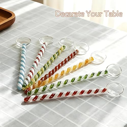Glass Coffee Stirring Spoons 6.7 Inch Clear Crystal Cocktail Mixing Spoon Teaspoons Ice Cream Jam Yogurt Sugar Scoop Swizzle Stick Stirrer for Bar Cafe Party Banquet (Yellow Orange) - color: Yellow Orange