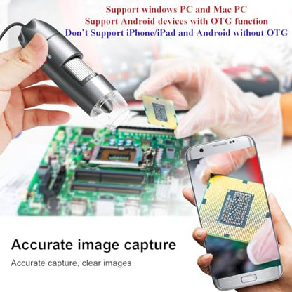 USB Digital Microscope Compatible with Android Windows Linux Mac - color: Gray