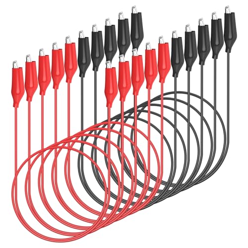 Goupchn 10PCS Alligator Clips Electrical Test Leads, Red & Black - color: Red+Black
