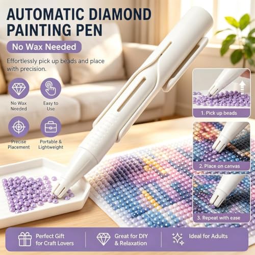 2026 New Automatic Diamond Painting Bead Dispenser, No Wax Needed Art Pen