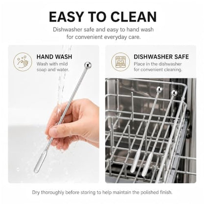 2-Piece Coffee Stirrers, 7.5-Inch Stainless Steel Reusable Drink Stirrers