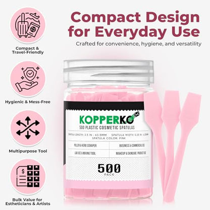 Kopperko Mini Face Cream Spatula, 2.5 Inch, 500 Pack, Pink - color: Pink, size: 500 Spatulas