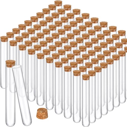 Thyle Glass Test Tubes Bulk with Cork Clear Stoppers, 20x150mm/35ml, 100 Pcs - size: 20x150mm/35ml