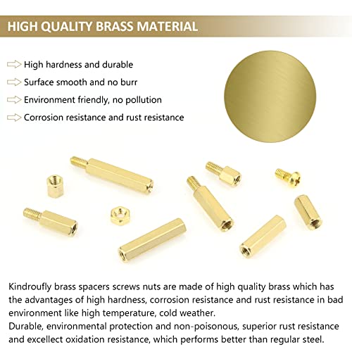 220 Pieces M3 Male Female Hex Brass Standoffs Spacers Screws Nuts Kit, Kindroufly Brass Standoffs Assortment Kit for PCB Motherboard - size: M3 Brass Standoffs